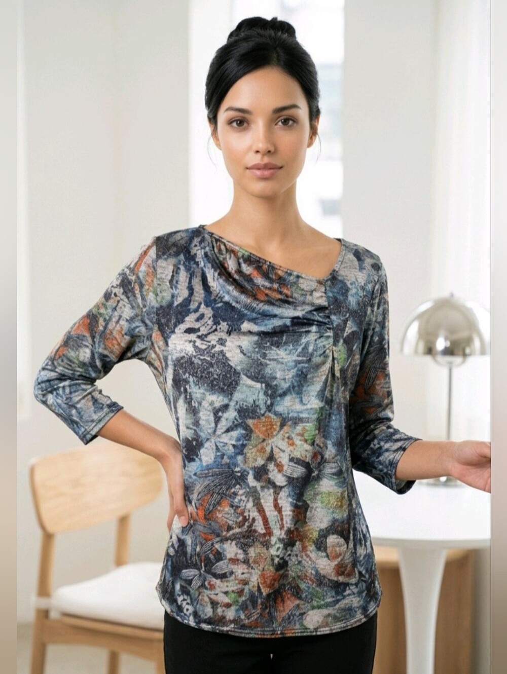 🍁🍃️🪩  Peck And Peck Naturecore Metallic Leaves Whimsical Blouse Size PL